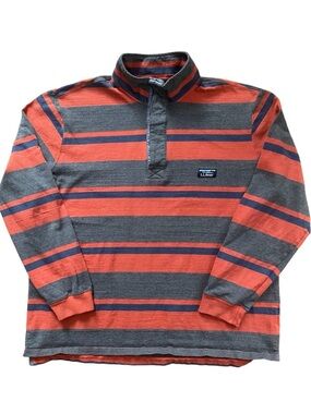 L.L. Bean Gray, Blue and Orange Striped Rugby Style Shirt